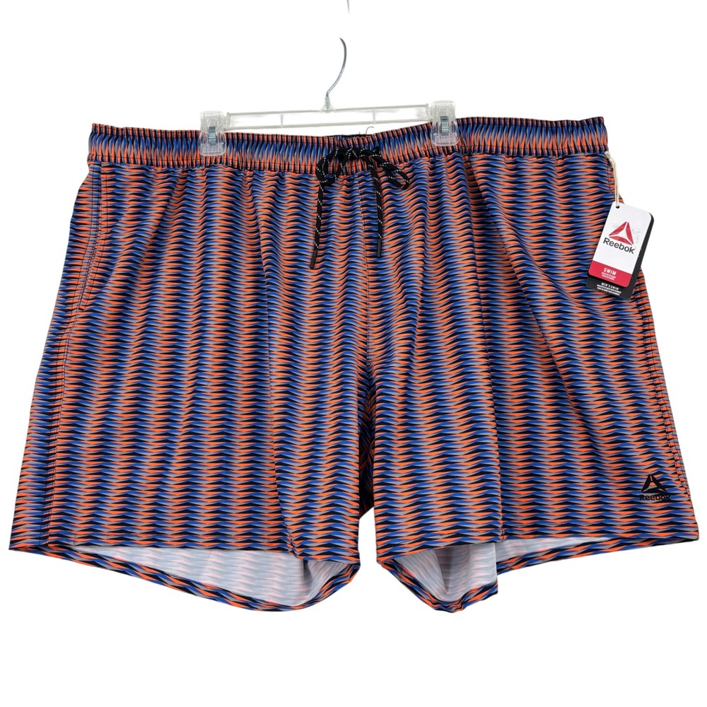 Reebok Core Volley Swim Shorts Mens 3XL Orange Blue Tribal Geo Compression Liner